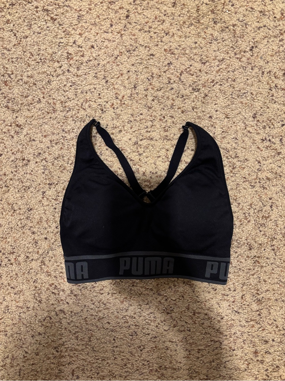 PUMA Black Seamless Logo Band Sports Bra